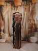 Metallic Bronze Heavy Sequins and Beads Embroidered Design Holographic Skirt Top with Ruffled Dupatta