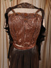 Metallic Bronze Heavy Sequins and Beads Embroidered Design Holographic Skirt Top with Ruffled Dupatta