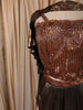 Metallic Bronze Heavy Sequins and Beads Embroidered Design Holographic Skirt Top with Ruffled Dupatta
