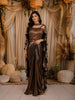 Metallic Bronze Heavy Sequins and Beads Embroidered Design Holographic Skirt Top with Ruffled Dupatta