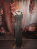 Metallic Charcoal Grey Abstract Heavy Beads Embroidered Design Shimmer Indo Western Lehenga Skirt Top with Choker Dupatta