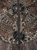 Metallic Charcoal Grey Abstract Heavy Beads Embroidered Design Shimmer Indo Western Lehenga Skirt Top with Choker Dupatta