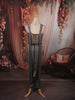 Metallic Charcoal Grey Abstract Heavy Beads Embroidered Design Shimmer Indo Western Lehenga Skirt Top with Choker Dupatta