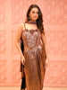 Metallic Copper Heavy Sequins and Beads Embroidered Design Holographic Skirt Top with Ruffled Dupatta