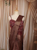 Metallic Copper Maroon Floral Sequins and Beads Embroidered Design Shimmer Ready to Wear Party Saree with Designer Corset Blouse