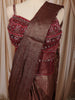 Metallic Copper Maroon Floral Sequins and Beads Embroidered Design Shimmer Ready to Wear Party Saree with Designer Corset Blouse
