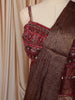 Metallic Copper Maroon Floral Sequins and Beads Embroidered Design Shimmer Ready to Wear Party Saree with Designer Corset Blouse
