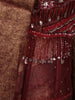 Metallic Copper Maroon Floral Sequins and Beads Embroidered Design Shimmer Ready to Wear Party Saree with Designer Corset Blouse