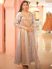 Metallic Grey Floral Sequins and Zardozi Embroidered Design Tissue Silk Anarkali Salwar Suit with Dupatta