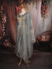 Metallic Grey Floral Sequins and Zardozi Embroidered Design Tissue Silk Anarkali Salwar Suit with Dupatta