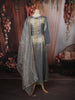 Metallic Grey Floral Sequins and Zardozi Embroidered Design Tissue Silk Anarkali Salwar Suit with Dupatta
