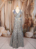Metallic Ice Blue Silver Sequins and Beads Embroidered Design Net Mermaid Bridal Lehenga with Designer Blouse and Matching Draped Dupatta