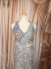 Metallic Ice Blue Silver Sequins and Beads Embroidered Design Net Mermaid Bridal Lehenga with Designer Blouse and Matching Draped Dupatta