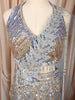 Metallic Ice Blue Silver Sequins and Beads Embroidered Design Net Mermaid Bridal Lehenga with Designer Blouse and Matching Draped Dupatta