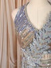 Metallic Ice Blue Silver Sequins and Beads Embroidered Design Net Mermaid Bridal Lehenga with Designer Blouse and Matching Draped Dupatta