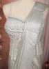 Metallic Ice Silver Abstract Sequins and Beads Embroidered Design Shimmer Ready to Wear Draped Saree with Matching Designer Corset Blouse