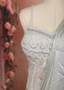 Metallic Ice Silver Abstract Sequins and Beads Embroidered Design Shimmer Ready to Wear Draped Saree with Matching Designer Corset Blouse