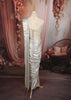 Metallic Ice Silver Abstract Sequins and Beads Embroidered Design Shimmer Ready to Wear Draped Saree with Matching Designer Corset Blouse
