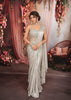 Metallic Ice Silver Abstract Sequins and Beads Embroidered Design Shimmer Ready to Wear Draped Saree with Matching Designer Corset Blouse