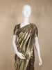 Metallic Olive Green Banarasi Silk Saree with Embroidered Floral Motifs and Designer Border