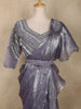 Metallic Purple Sequins Embellished Satin Ready To Wear Ruffle Saree with Blouse