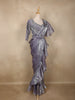 Metallic Purple Sequins Embellished Satin Ready To Wear Ruffle Saree with Blouse