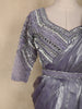 Metallic Purple Sequins Embellished Satin Ready To Wear Ruffle Saree with Blouse
