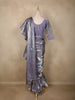 Metallic Purple Sequins Embellished Satin Ready To Wear Ruffle Saree with Blouse