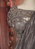 Metallic Silver Grey Floral Sequins and Beads Embroidered Design Holographic Ready to Wear Draped Saree with Matching Designer Corset Blouse