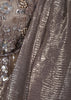 Metallic Silver Grey Floral Sequins and Beads Embroidered Design Holographic Ready to Wear Draped Saree with Matching Designer Corset Blouse
