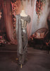 Metallic Silver Grey Floral Sequins and Beads Embroidered Design Holographic Ready to Wear Draped Saree with Matching Designer Corset Blouse