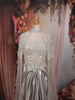 Metallic Silver Paisley Sequins and Beads Embroidered Design Holographic Indo Western Draped Skirt Corset Top with Cape Sleeve