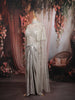 Metallic Silver Paisley Sequins and Beads Embroidered Design Holographic Indo Western Draped Skirt Corset Top with Cape Sleeve