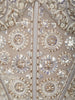 Metallic Silver Paisley Sequins and Beads Embroidered Design Holographic Indo Western Draped Skirt Corset Top with Cape Sleeve