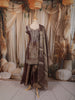 Metallic Taupe Brown Floral Beads Embroidered Design Tissue Organza Party Wear Palazzo Suit with Matching Designer Dupatta