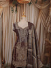 Metallic Taupe Brown Floral Beads Embroidered Design Tissue Organza Party Wear Palazzo Suit with Matching Designer Dupatta