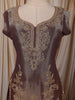 Metallic Taupe Brown Floral Beads Embroidered Design Tissue Organza Party Wear Palazzo Suit with Matching Designer Dupatta