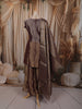 Metallic Taupe Brown Floral Beads Embroidered Design Tissue Organza Party Wear Palazzo Suit with Matching Designer Dupatta