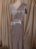 Metallic Taupe Soli Design Ready To Wear Saree with Heavy Sequins Embroidered Blouse and Hip Belt