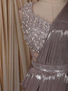 Metallic Taupe Soli Design Ready To Wear Saree with Heavy Sequins Embroidered Blouse and Hip Belt