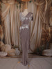 Metallic Taupe Soli Design Ready To Wear Saree with Heavy Sequins Embroidered Blouse and Hip Belt