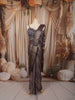 Metallic Taupe Sequins and Beads Embroidered Design Shimmer Ready to Wear Party Saree with Designer Corset Blouse