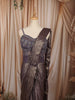 Metallic Taupe Sequins and Beads Embroidered Design Shimmer Ready to Wear Party Saree with Designer Corset Blouse