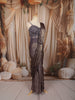 Metallic Taupe Sequins and Beads Embroidered Design Shimmer Ready to Wear Party Saree with Designer Corset Blouse