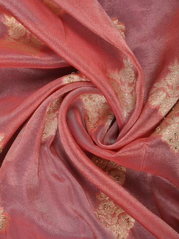 Metallic Rose Floral Zari Sequin Embellishment Organza Saree - Diadem