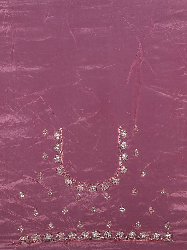 Metallic Rose Floral Zari Sequin Embellishment Organza Saree - Diadem