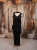 Midnight Black Abstract Sequins and Beads Embroidered Design Georgette Party Wear Peplum Palazzo Suit with Matching Dupatta