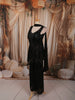 Midnight Black Abstract Sequins and Beads Embroidered Design Georgette Party Wear Peplum Palazzo Suit with Matching Dupatta