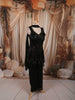 Midnight Black Abstract Sequins and Beads Embroidered Design Georgette Party Wear Peplum Palazzo Suit with Matching Dupatta