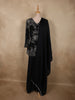 Midnight Black Floral Sequins and Beads Embroidered Design Satin Skirt Top with Dupatta